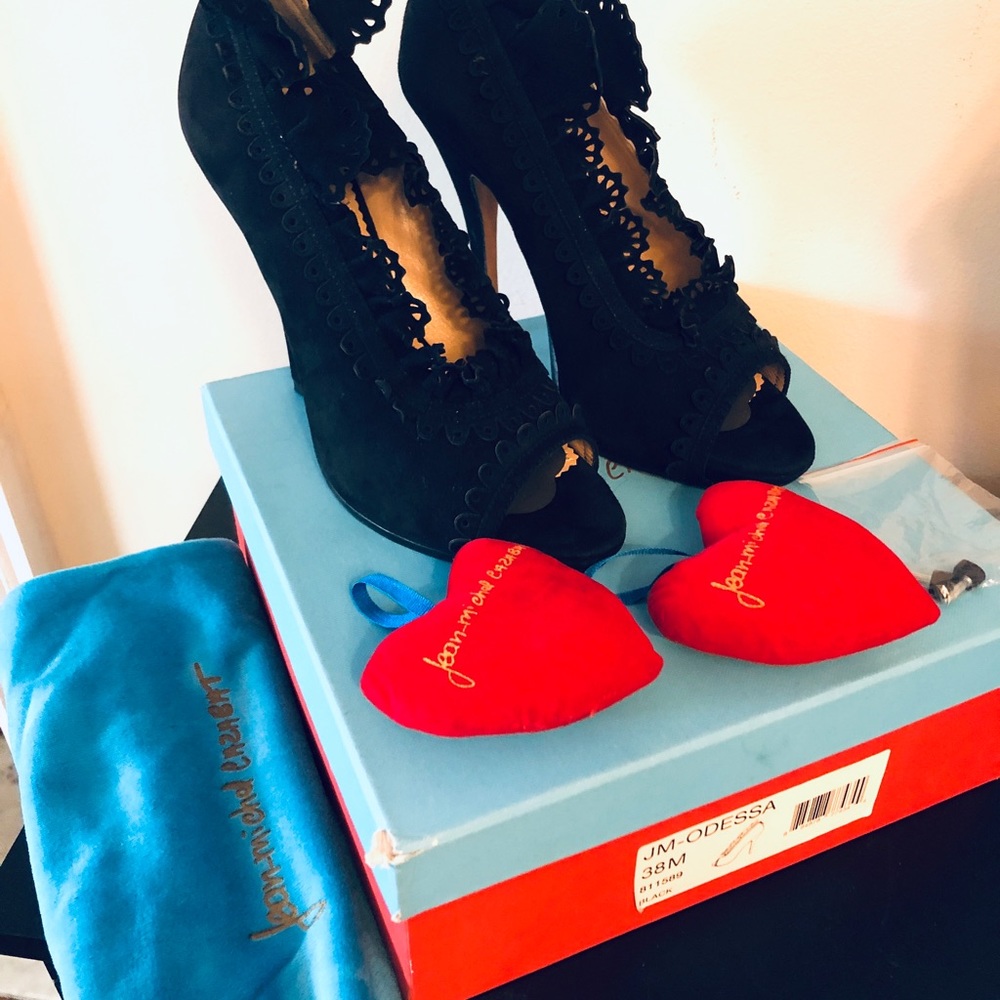 Jean-Michel Cazabat Odessa Black Suede Laser-cut high heels 8M